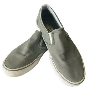 Vans Gray Canvas Slip On Skate Shoes Low Top Sneakers Womens Size 7.5